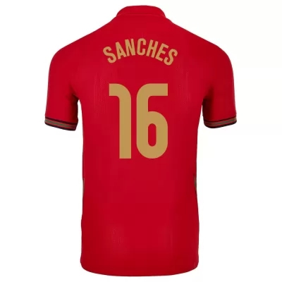 Damen Portugiesische Fussballnationalmannschaft Renato Sanches #16 Heimtrikot Rot 2021 Trikot