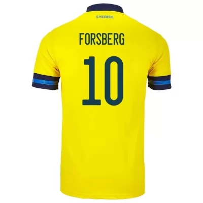 Kinder Schwedische Fussballnationalmannschaft Emil Forsberg #10 Heimtrikot Gelb 2021 Trikot