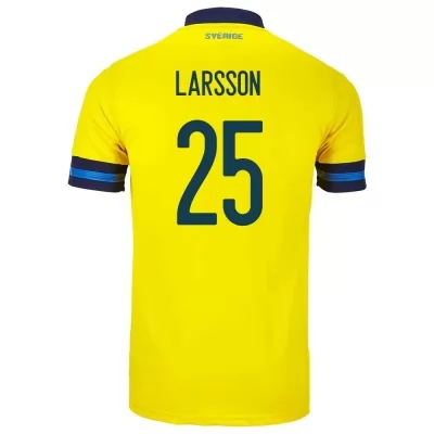 Damen Schwedische Fussballnationalmannschaft Jordan Larsson #25 Heimtrikot Gelb 2021 Trikot