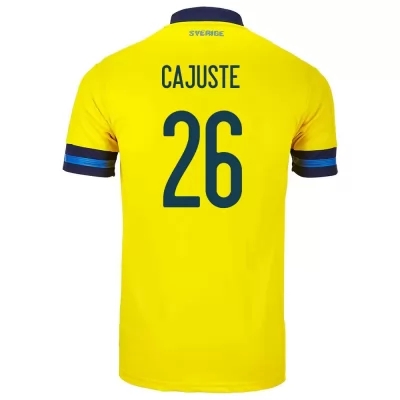 Damen Schwedische Fussballnationalmannschaft Jens Cajuste #26 Heimtrikot Gelb 2021 Trikot