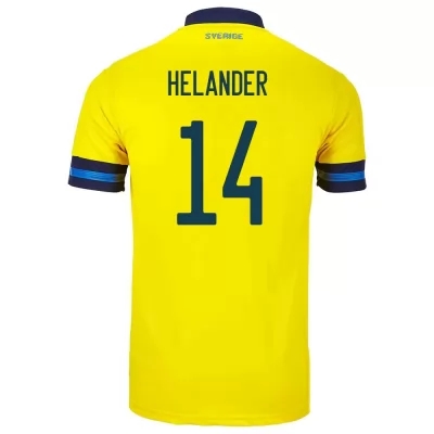 Kinder Schwedische Fussballnationalmannschaft Filip Helander #14 Heimtrikot Gelb 2021 Trikot