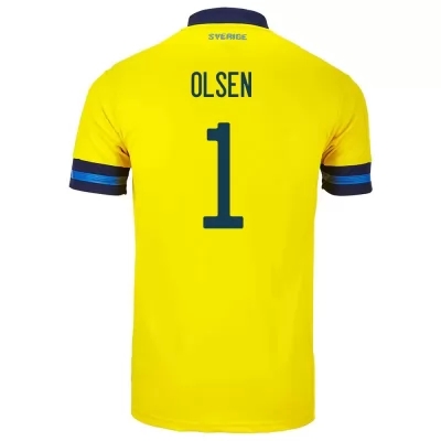 Herren Schwedische Fussballnationalmannschaft Robin Olsen #1 Heimtrikot Gelb 2021 Trikot