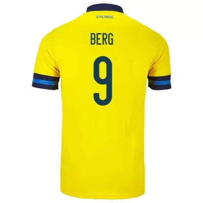 Herren Schwedische Fussballnationalmannschaft Marcus Berg #9 Heimtrikot Gelb 2021 Trikot