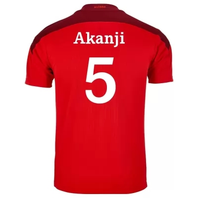 Herren Schweizer Fussballnationalmannschaft Manuel Akanji #5 Heimtrikot Rot 2021 Trikot