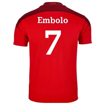 Kinder Schweizer Fussballnationalmannschaft Breel Embolo #7 Heimtrikot Rot 2021 Trikot