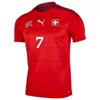 Herren Schweizer Fussballnationalmannschaft Breel Embolo #7 Heimtrikot Rot 2021 Trikot