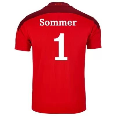 Kinder Schweizer Fussballnationalmannschaft Yann Sommer #1 Heimtrikot Rot 2021 Trikot