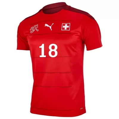 Kinder Schweizer Fussballnationalmannschaft Admir Mehmedi #18 Heimtrikot Rot 2021 Trikot