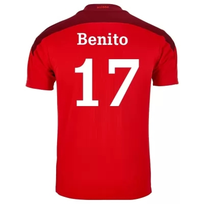 Kinder Schweizer Fussballnationalmannschaft Loris Benito #17 Heimtrikot Rot 2021 Trikot
