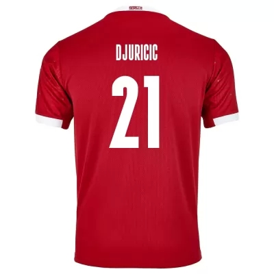 Kinder Serbische Fussballnationalmannschaft Filip Djuricic #21 Heimtrikot Rot 2021 Trikot