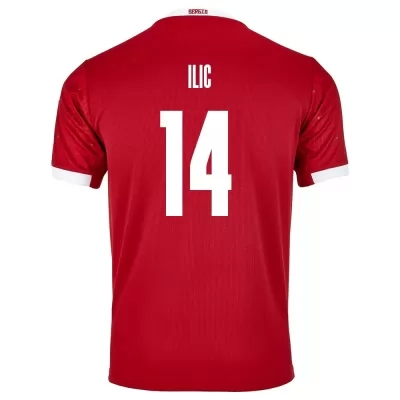Kinder Serbische Fussballnationalmannschaft Ivan Ilic #14 Heimtrikot Rot 2021 Trikot