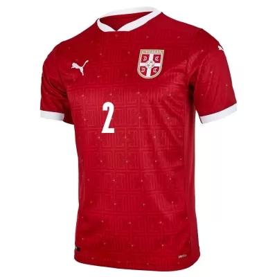 Damen Serbische Fussballnationalmannschaft Strahinja Pavlovic #2 Heimtrikot Rot 2021 Trikot
