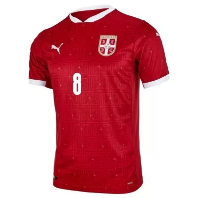 Kinder Serbische Fussballnationalmannschaft Nemanja Gudelj #8 Heimtrikot Rot 2021 Trikot