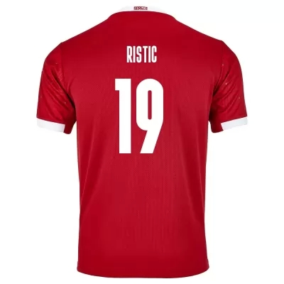 Kinder Serbische Fussballnationalmannschaft Mihailo Ristic #19 Heimtrikot Rot 2021 Trikot