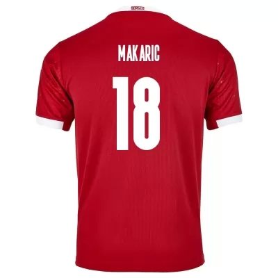 Kinder Serbische Fussballnationalmannschaft Milan Makaric #18 Heimtrikot Rot 2021 Trikot