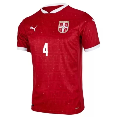 Kinder Serbische Fussballnationalmannschaft Sava-arangel Cestic #4 Heimtrikot Rot 2021 Trikot