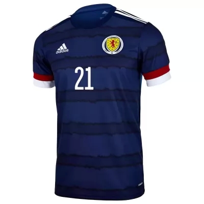 Damen Schottische Fussballnationalmannschaft Jon Mclaughlin #21 Heimtrikot Dunkelblau 2021 Trikot