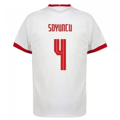 Kinder Türkische Fussballnationalmannschaft Caglar Soyuncu #4 Heimtrikot Weiß 2021 Trikot