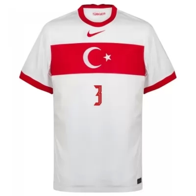 Damen Türkische Fussballnationalmannschaft Merih Demiral #3 Heimtrikot Weiß 2021 Trikot