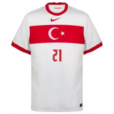 Kinder Türkische Fussballnationalmannschaft Irfan Can Kahveci #21 Heimtrikot Weiß 2021 Trikot
