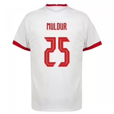 Damen Türkische Fussballnationalmannschaft Mert Muldur #25 Heimtrikot Weiß 2021 Trikot