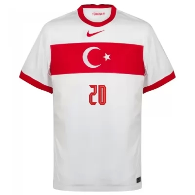 Damen Türkische Fussballnationalmannschaft Abdulkadir Omur #20 Heimtrikot Weiß 2021 Trikot