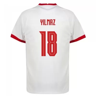Kinder Türkische Fussballnationalmannschaft Ridvan Yilmaz #18 Heimtrikot Weiß 2021 Trikot