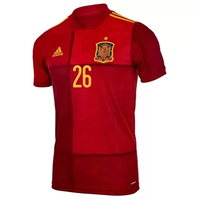 Kinder Spanische Fussballnationalmannschaft Pedri #26 Heimtrikot Rot 2021 Trikot