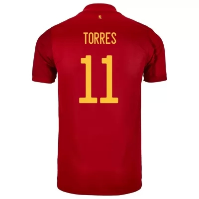Kinder Spanische Fussballnationalmannschaft Ferran Torres #11 Heimtrikot Rot 2021 Trikot