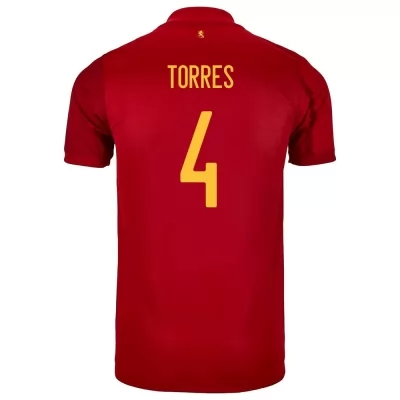 Herren Spanische Fussballnationalmannschaft Pau Torres #4 Heimtrikot Rot 2021 Trikot