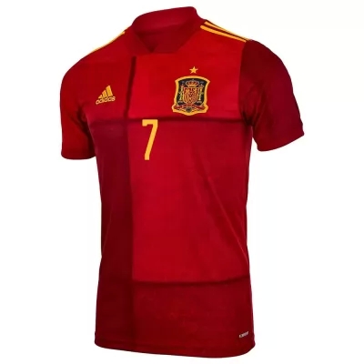 Damen Spanische Fussballnationalmannschaft Alvaro Morata #7 Heimtrikot Rot 2021 Trikot