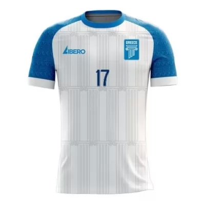 Herren Griechische Fussballnationalmannschaft Christos Tzolis #17 Heimtrikot Weiß 2021 Trikot