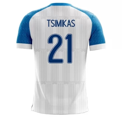 Herren Griechische Fussballnationalmannschaft Konstantinos Tsimikas #21 Heimtrikot Weiß 2021 Trikot