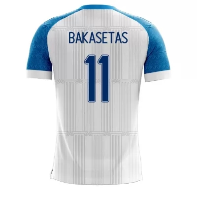Herren Griechische Fussballnationalmannschaft Anastasios Bakasetas #11 Heimtrikot Weiß 2021 Trikot