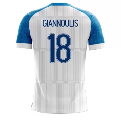 Herren Griechische Fussballnationalmannschaft Dimitrios Giannoulis #18 Heimtrikot Weiß 2021 Trikot