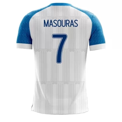 Kinder Griechische Fussballnationalmannschaft Georgios Masouras #7 Heimtrikot Weiß 2021 Trikot