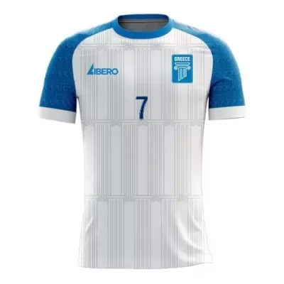 Kinder Griechische Fussballnationalmannschaft Georgios Masouras #7 Heimtrikot Weiß 2021 Trikot