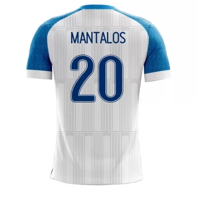 Kinder Griechische Fussballnationalmannschaft Petros Mantalos #20 Heimtrikot Weiß 2021 Trikot
