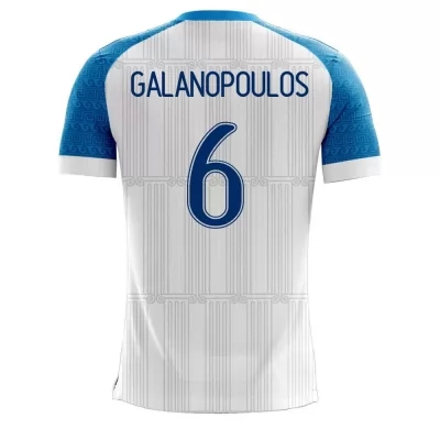Kinder Griechische Fussballnationalmannschaft Konstantinos Galanopoulos #6 Heimtrikot Weiß 2021 Trikot