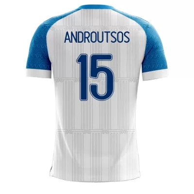 Herren Griechische Fussballnationalmannschaft Athanasios Androutsos #15 Heimtrikot Weiß 2021 Trikot