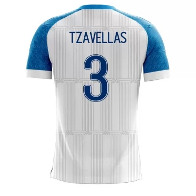 Damen Griechische Fussballnationalmannschaft Georgios Tzavellas #3 Heimtrikot Weiß 2021 Trikot