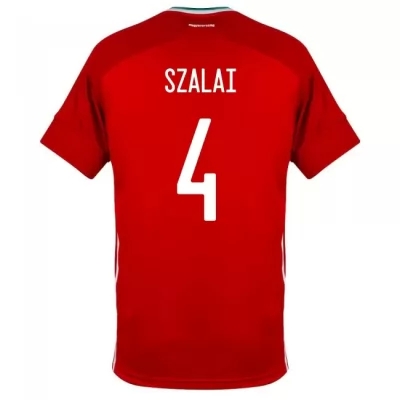 Kinder Ungarische Fussballnationalmannschaft Attila Szalai #4 Heimtrikot Rot 2021 Trikot