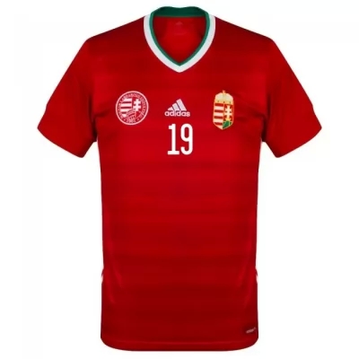 Damen Ungarische Fussballnationalmannschaft Kevin Varga #19 Heimtrikot Rot 2021 Trikot