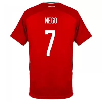 Herren Ungarische Fussballnationalmannschaft Loïc Nego #7 Heimtrikot Rot 2021 Trikot
