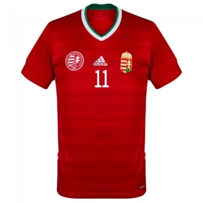 Damen Ungarische Fussballnationalmannschaft Filip Holender #11 Heimtrikot Rot 2021 Trikot