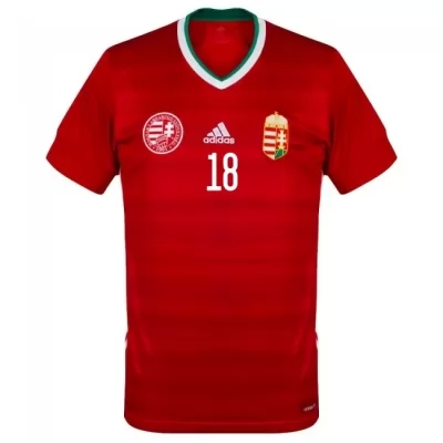 Damen Ungarische Fussballnationalmannschaft David Siger #18 Heimtrikot Rot 2021 Trikot