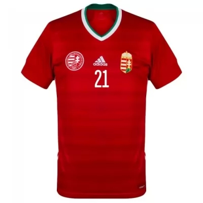 Kinder Ungarische Fussballnationalmannschaft Endre Botka #21 Heimtrikot Rot 2021 Trikot