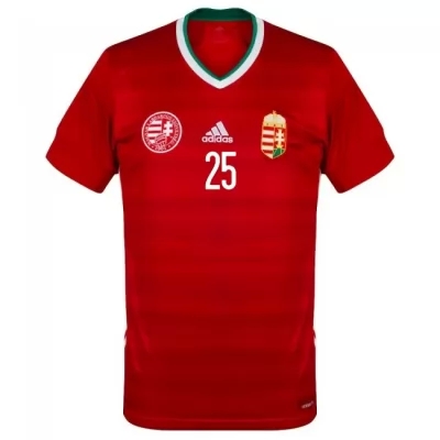Damen Ungarische Fussballnationalmannschaft Janos Hahn #25 Heimtrikot Rot 2021 Trikot
