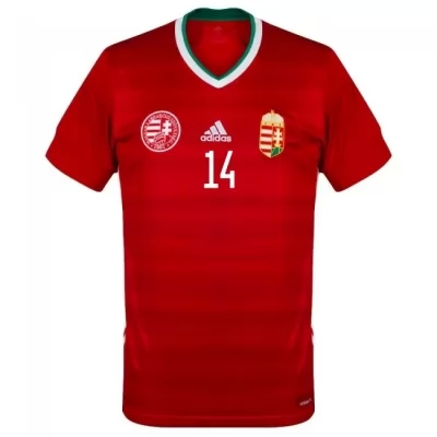 Kinder Ungarische Fussballnationalmannschaft Gergő Lovrencsics #14 Heimtrikot Rot 2021 Trikot