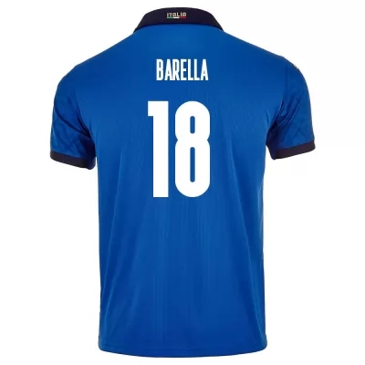 Herren Italienische Fussballnationalmannschaft Nicolo Barella #18 Heimtrikot Blau 2021 Trikot